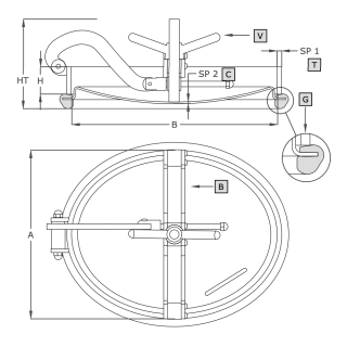 Właz owalny nierdzewny A319 (345x445) - rysunek