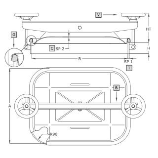 Właz prostokątny nierdzewny A362BV (400x530) - rysunek