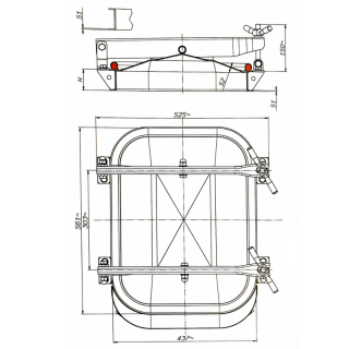 Właz prostokątny nierdzewny do zbiorników cementowych E115CEM (530x406) - rysunek