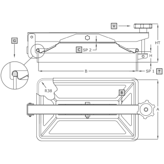 Właz prostokątny nierdzewny A384L (275x405) - rysunek