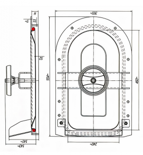 Właz owalny nierdzewny do beczek E139BL (240x460) - rysunek