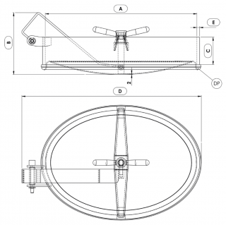 Właz owalny nierdzewny Boyer P11-102 (442x307) - rysunek