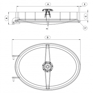 Właz owalny nierdzewny Boyer P11-302 (442x307) - rysunek