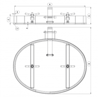Właz owalny nierdzewny Boyer P11-608 (600x800) - rysunek