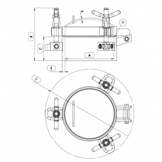 Właz okrągły nierdzewny Boyer P22-233 (DN204-DN400) - rysunek