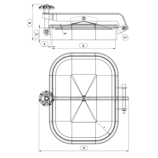 Właz prostokątny nierdzewny Boyer P23-307 (314x424) - rysunek