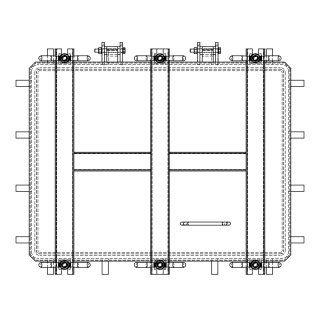 Właz prostokątny nierdzewny Boyer P23-680 (600x800) - rysunek (wersja do montażu w zbiorniku cementowym)