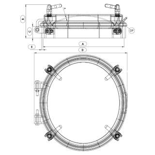 Właz owalny nierdzewny Boyer P21-147 (411x455) - rysunek