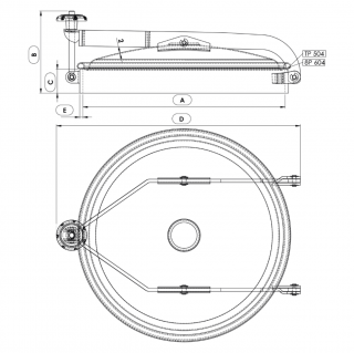 Właz okrągły nierdzewny Boyer P33-212 (DN504-DN604) - rysunek