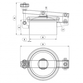Właz okrągły nierdzewny Boyer P33-150 (DN2145-DN600) - rysunek