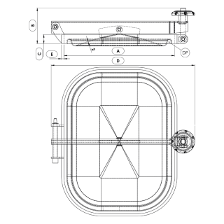 Właz prostokątny nierdzewny Boyer P35-307 (314x424) - rysunek