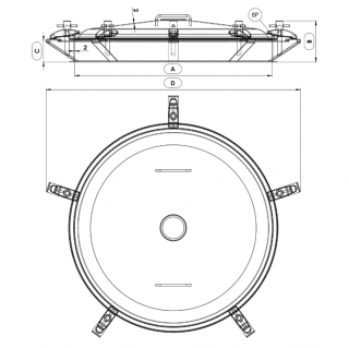 Właz okrągły nierdzewny Boyer P42-021 (DN590) - rysunek