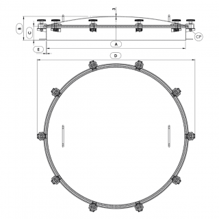 Właz okrągły nierdzewny Boyer P42-1035 (DN1035-DN1400) - rysunek