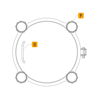 Właz okrągły nierdzewny ciśnieniowy W4/A (DN220-DN500) - rysunek (rzut górny)