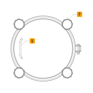 Właz okrągły nierdzewny ciśnieniowy W4/B (DN220-DN500) - rysunek (rzut górny)