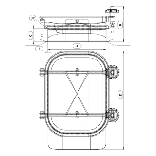 Właz prostokątny nierdzewny Boyer P43-031 (314x424) - rysunek