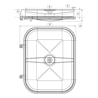 Właz prostokątny nierdzewny Boyer P43-012 (405x530) - rysunek