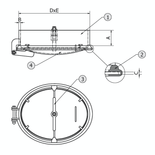 Właz owalny nierdzewny C50 (440x350) - rysunek