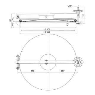 Właz przemysłowy okrągły ze stali czarnej X10311 (DN500) - rysunek