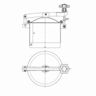 Właz przemysłowy okrągły nierdzewny X2311VAL (DN150-DN500) - rysunek
