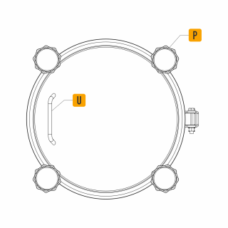 Właz okrągły nierdzewny ciśnieniowy W4/D (DN220-DN500) - rysunek (rzut górny)