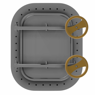 Właz prostokątny nierdzewny do zbiorników z tworzywa sztucznego W2/A/PE (530x406) - widok z przodu