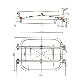 Właz prostokątny nierdzewny E116 (406x530) - rysunek