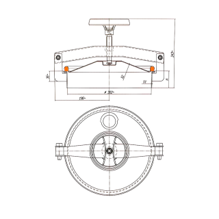 Właz okrągły nierdzewny boczny E117 (DN300) - rysunek