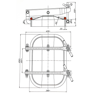Właz prostokątny nierdzewny E121 (424x316) - rysunek