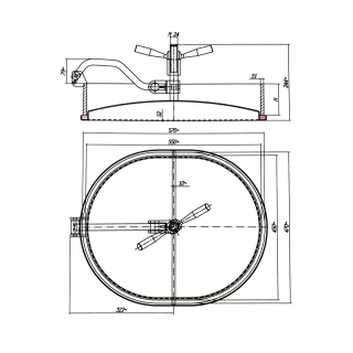 Właz owalny nierdzewny E125 (550x450) - rysunek