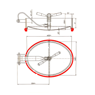 Właz owalny nierdzewny E126 (340x450) - rysunek