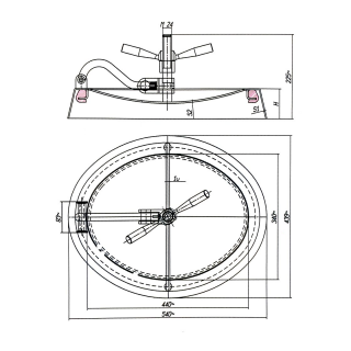 Właz owalny nierdzewny E126/1 (440x340) - rysunek