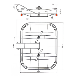 Właz prostokątny nierdzewny E129 (530x406) - rysunek