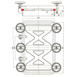 Właz prostokątny nierdzewny E132 (450x750) - rysunek