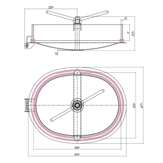 Właz owalny nierdzewny E156 (540x410) - rysunek