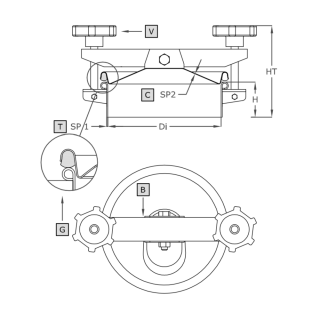 Właz okrągły nierdzewny A790 (DN200-DN300) - rysunek