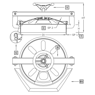 Właz okrągły nierdzewny A800 (DN380-DN420) - rysunek