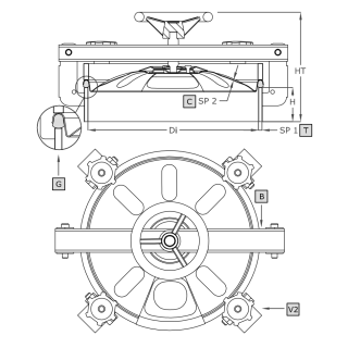 Właz okrągły nierdzewny A800R (DN380-DN420) - rysunek