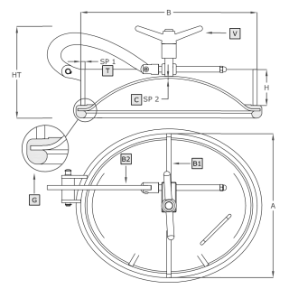 Właz owalny nierdzewny A314 (400x490) - rysunek